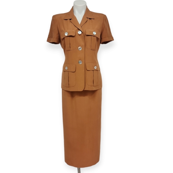 90's Silk Skirt Set Safari Explorer - Picture 1 of 14